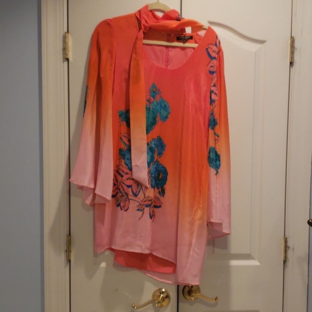 Nanette Lepore Bell sleeve coral print dress sz 6
